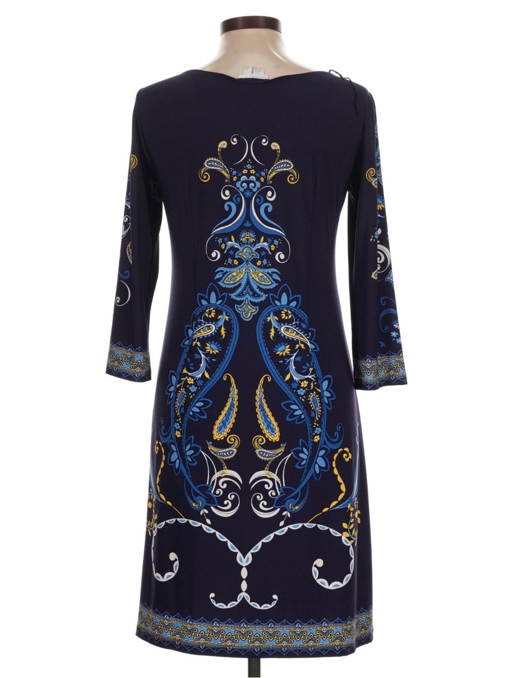 Maggy London | London Times | Navy Blue Paisley-Print Midi Dress | Size 10 - Picture 2 of 6